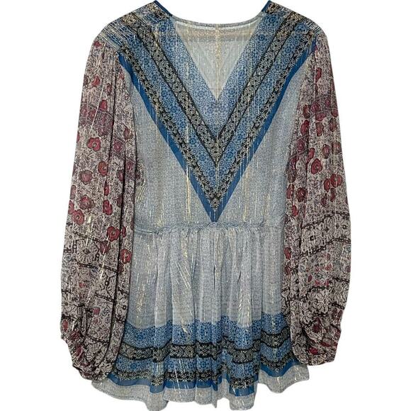 Free People Bohemian Aliyah Printed Long Sleeve Sheer Tunic Top (S) - Picture 8 of 16